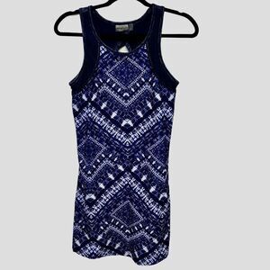 Nannette Lepore Blue Printed Activewear Workout Tank Top Cool Summer Gym Running